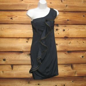 Cache Black One Shoulder Cocktail Dress